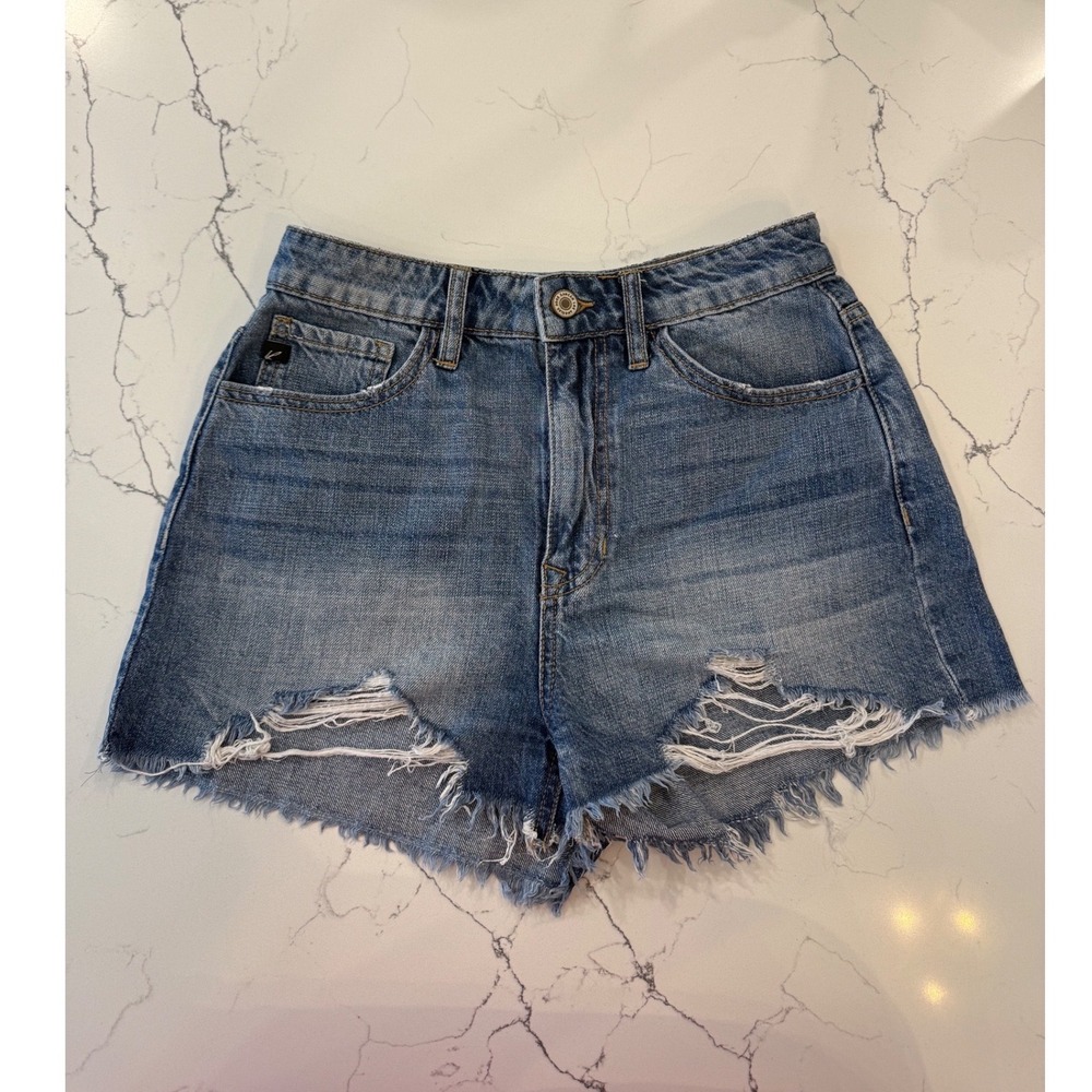 KanCan Distressed Denim Shorts 5/26 High Rise Raw Frayed Hem Cutoff Jeans